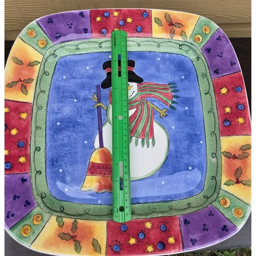 Sango The Sweet Shoppe Christmas Snowman 16 Inch Square Tray Sue Zipkin 0988-178